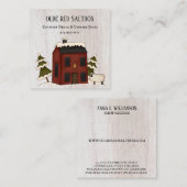 Primitief land Rustic Red Winter Saltbox Sheep Vierkante Visitekaartje (Voorkant / Achterkant)