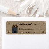 Primitief land Saltbox House Rusty Stars Kraft Etiket (Insitu)