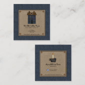 Primitief land Saltbox House Rusty Stars Kraft Vierkante Visitekaartje (Voorkant / Achterkant)