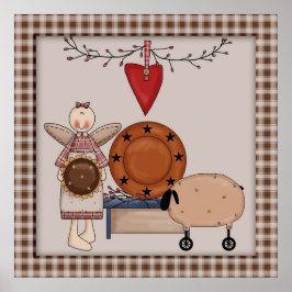 Primitief land Sunflower Sheep & Angel Decor Poster