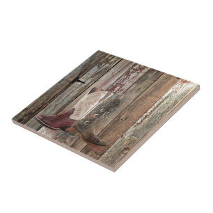 Primitief land van de schuur Western Cowboy Boot Tegeltje