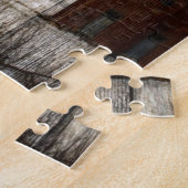 Primitief land Woodgrain Winter Tree Red Barn Legpuzzel (Zijkant)