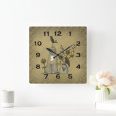 Primitief landenkat zonnebloemen wandklok (Huis)