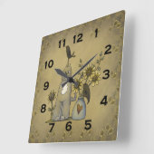 Primitief landenkat zonnebloemen wandklok (Hoek)