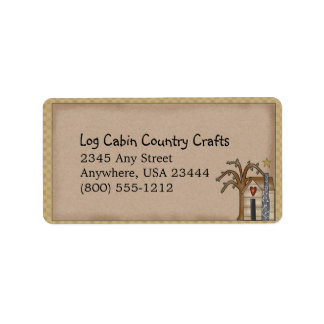 Primitief landlabel voor log Cabin Rustic Etiket