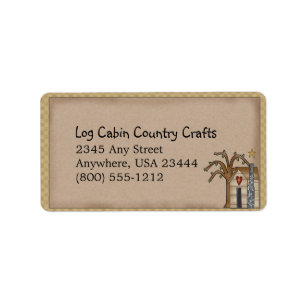 Primitief landlabel voor log Cabin Rustic Etiket