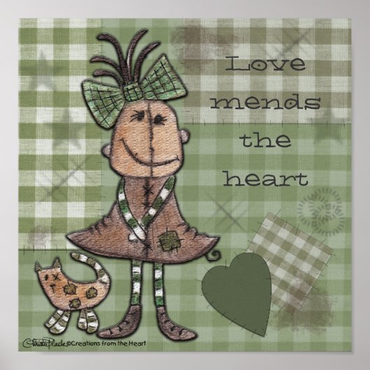 Primitief meisje en kat poster (Voorkant)