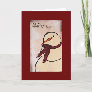 Primitief met acryl gekleurd Snowman Kerstmis Feestdagen Kaart