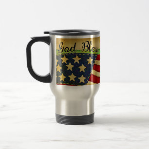 Primitief oude glory God zegene Amerika aluminium  Reisbeker