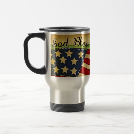 Primitief oude glory God zegene Amerika aluminium Reisbeker (Links)