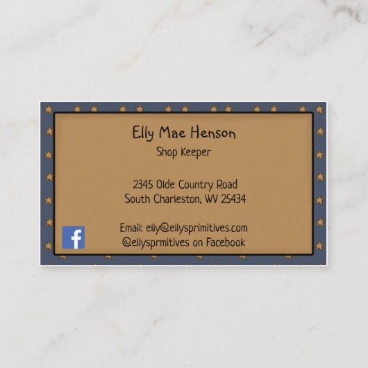 Primitief Patriottisch Rustisch Land Visitekaartje (Achterkant)