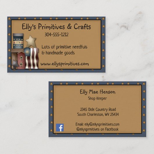 Primitief Patriottisch Rustisch Land Visitekaartje (Voorkant / Achterkant)