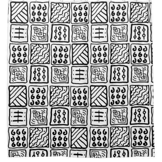 primitief patroon douchegordijn (Voorkant)