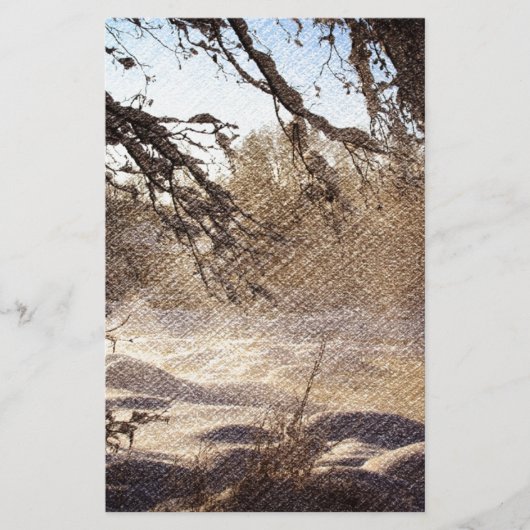 Primitief Pine Tree Woodland Winter Forest Briefpapier (Voorkant)