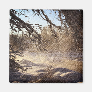 Primitief Pine Tree Woodland Winter Forest Magneet