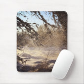 Primitief Pine Tree Woodland Winter Forest Muismat (Met muis)