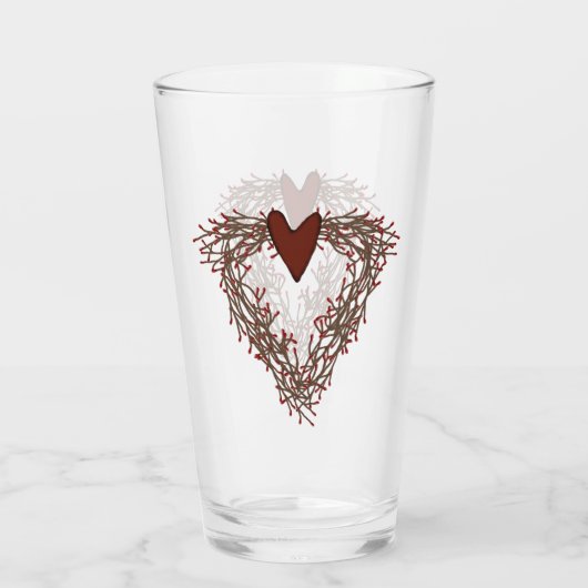 Primitief pip Berry Heart Wreatglas Glas (Achterkant)