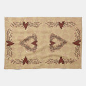 Primitief pip Berry Heart Wreath Kitchen Towel Theedoek (Horizontaal)