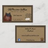 Primitief Red Saltbox House en Sheep Editable Visitekaartje (Voorkant / Achterkant)