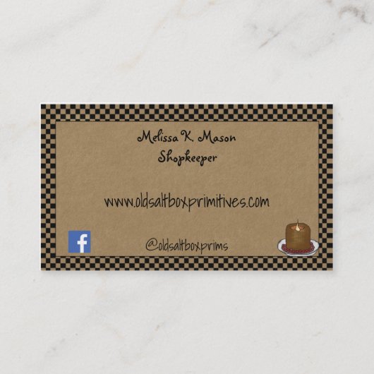 Primitief Red Saltbox House en Sheep Editable Visitekaartje (Achterkant)