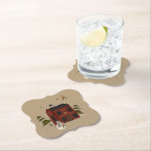 Primitief rood koloniaal met Snowman Kartonnen Onderzetters (Insitu)