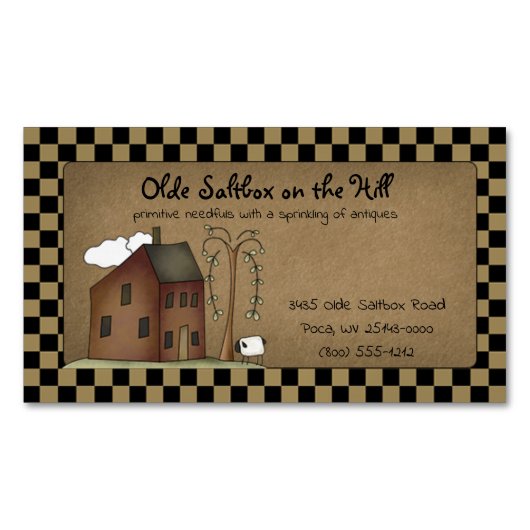 Primitief Rustic Country Saltbox op Kraft Magnetisch Visitekaartje (Voorkant)