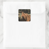 Primitief rustiek western landpaard vierkante sticker (Tas)