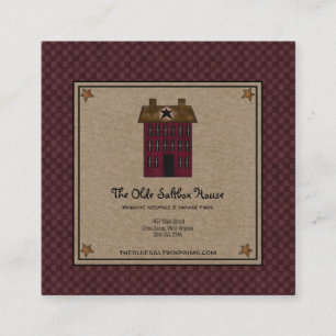 Primitief Saltbox House Rusty Star Kraft Vierkante Visitekaartje