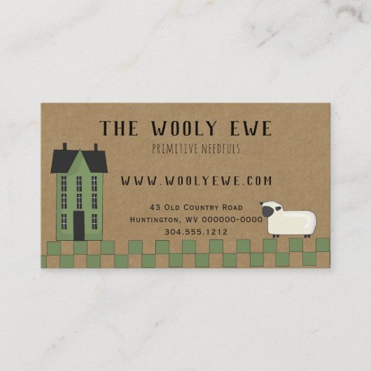 PRIMITIEF SALTBOX-HUIS OP KRAFT-VISITEKAARTJE VISITEKAARTJE (Voorkant)