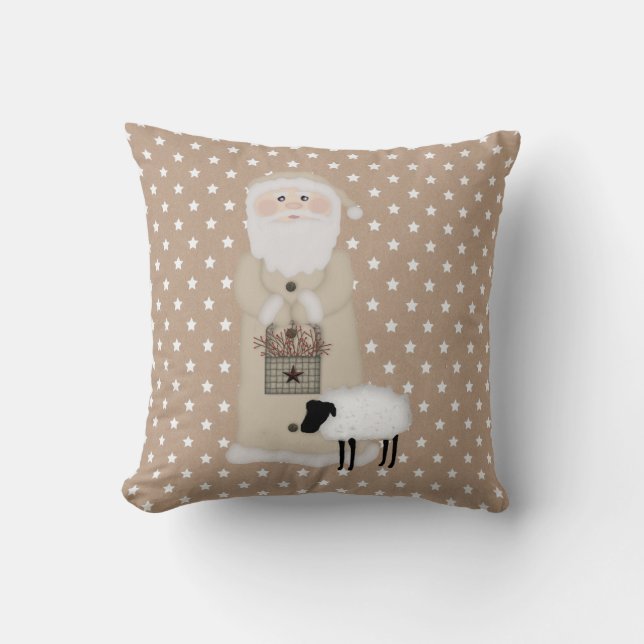 Primitief Santa Pillow Kussen (Voorkant)