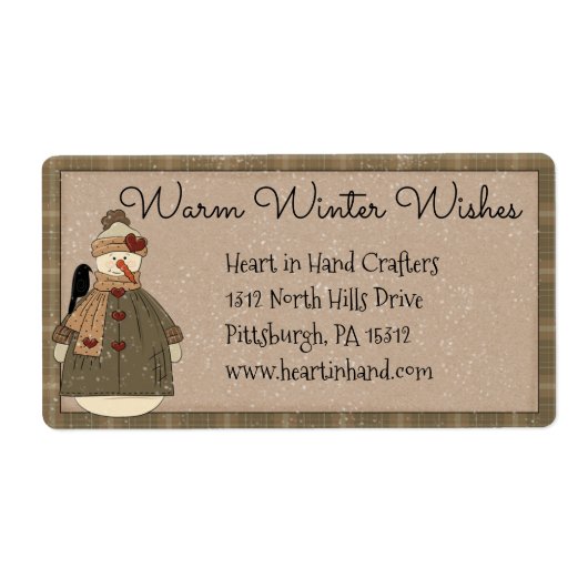 Primitief Sneeuwmanadres/Verzendlabel Etiket (Voorkant)