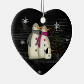 Primitief sneeuwpaar keramisch ornament (Rechts)