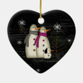 Primitief sneeuwpaar keramisch ornament (Achterkant)