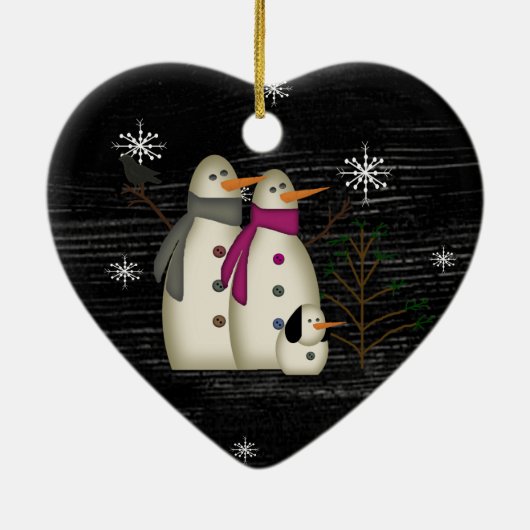 Primitief sneeuwpaar keramisch ornament (Achterkant)