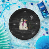 Primitief sneeuwpaar met Borden van hondenpapier Papieren Bordje (Feest)