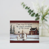 Primitief Snowman Briefkaart (Staand voorkant)