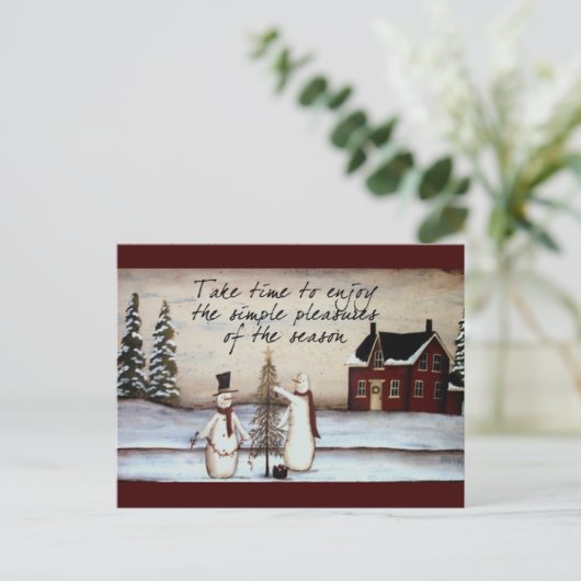 Primitief Snowman Briefkaart (Staand voorkant)