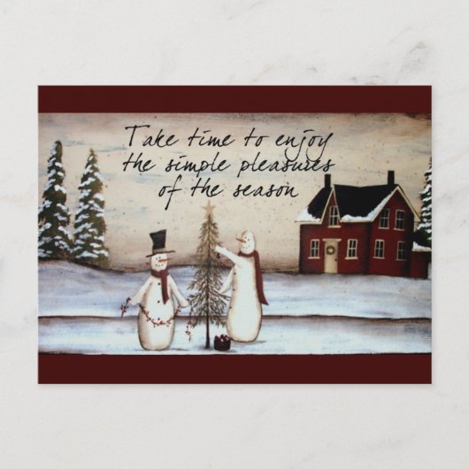 Primitief Snowman Briefkaart (Voorkant)