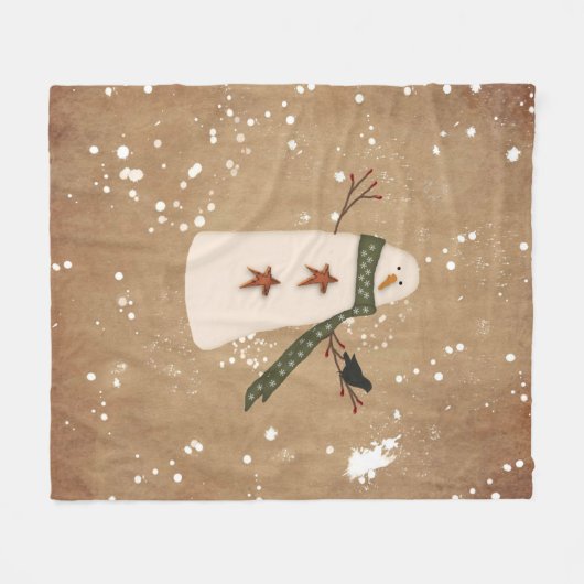 Primitief Snowman Fleece Blanket (Voorkant (Horizontaal))