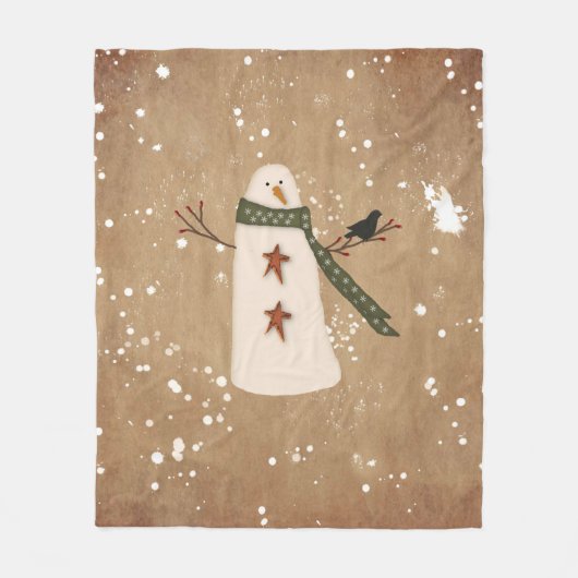 Primitief Snowman Fleece Blanket Deken (Voorkant)