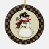 Primitief Snowman Gingerbrood Man Keramisch Ornament (Voorkant)