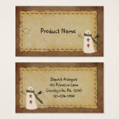 Primitief Snowman Hang Label Visitekaartjes (Voorkant /achterkant)