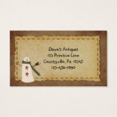 Primitief Snowman Hang Label Visitekaartjes (Achterkant)