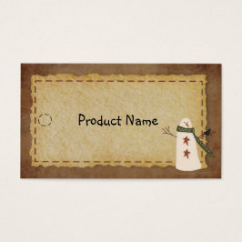 Primitief Snowman Hang Label Visitekaartjes