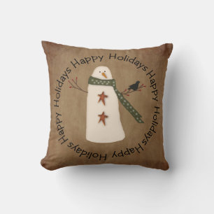 Primitief Snowman Holiday Pillow Kussen