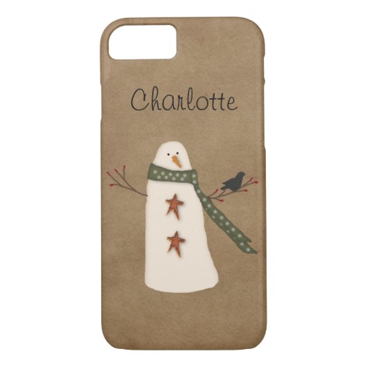 Primitief Snowman iPhone 7-Hoesje Case-Mate iPhone Case (Achterkant)