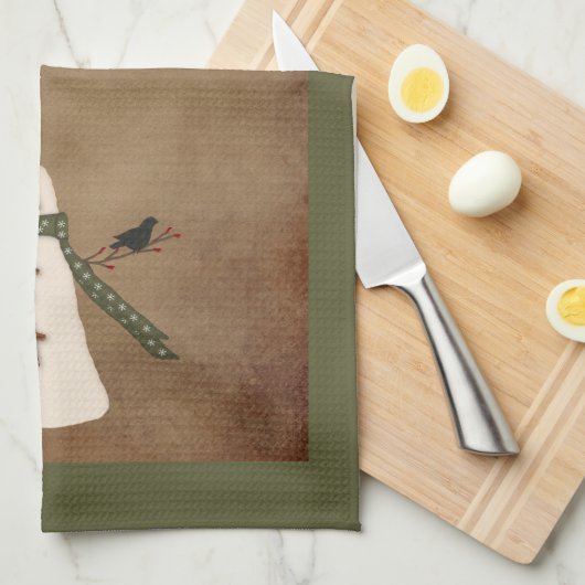 Primitief Snowman Kitchen Towel Theedoek (Quarter Fold)