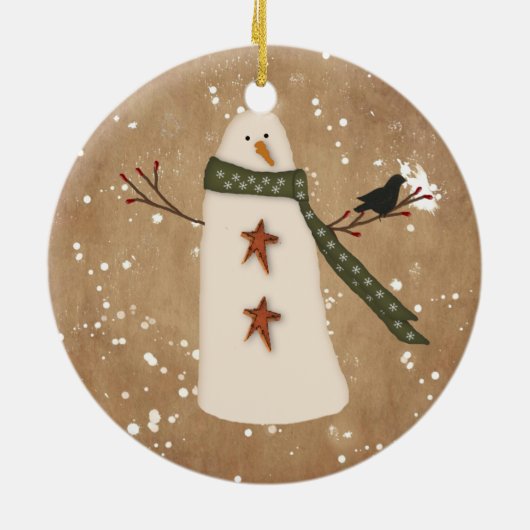 Primitief Snowman Ornament (Achterkant)