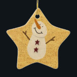 Primitief Snowman Ornament<br><div class="desc">Dit primitieve Snowman-Ornament is voorzien van een primitieve sneeuwpop met een muis. Ideaal voor een primitieve kerstboom of een kerstboom in het land.</div>