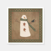 Primitief Snowman Paper Napkins Servetten (Voorkant)
